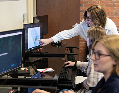 students in GIS lab