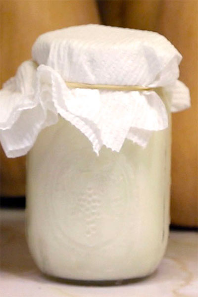 Kefir fermenting in a jar