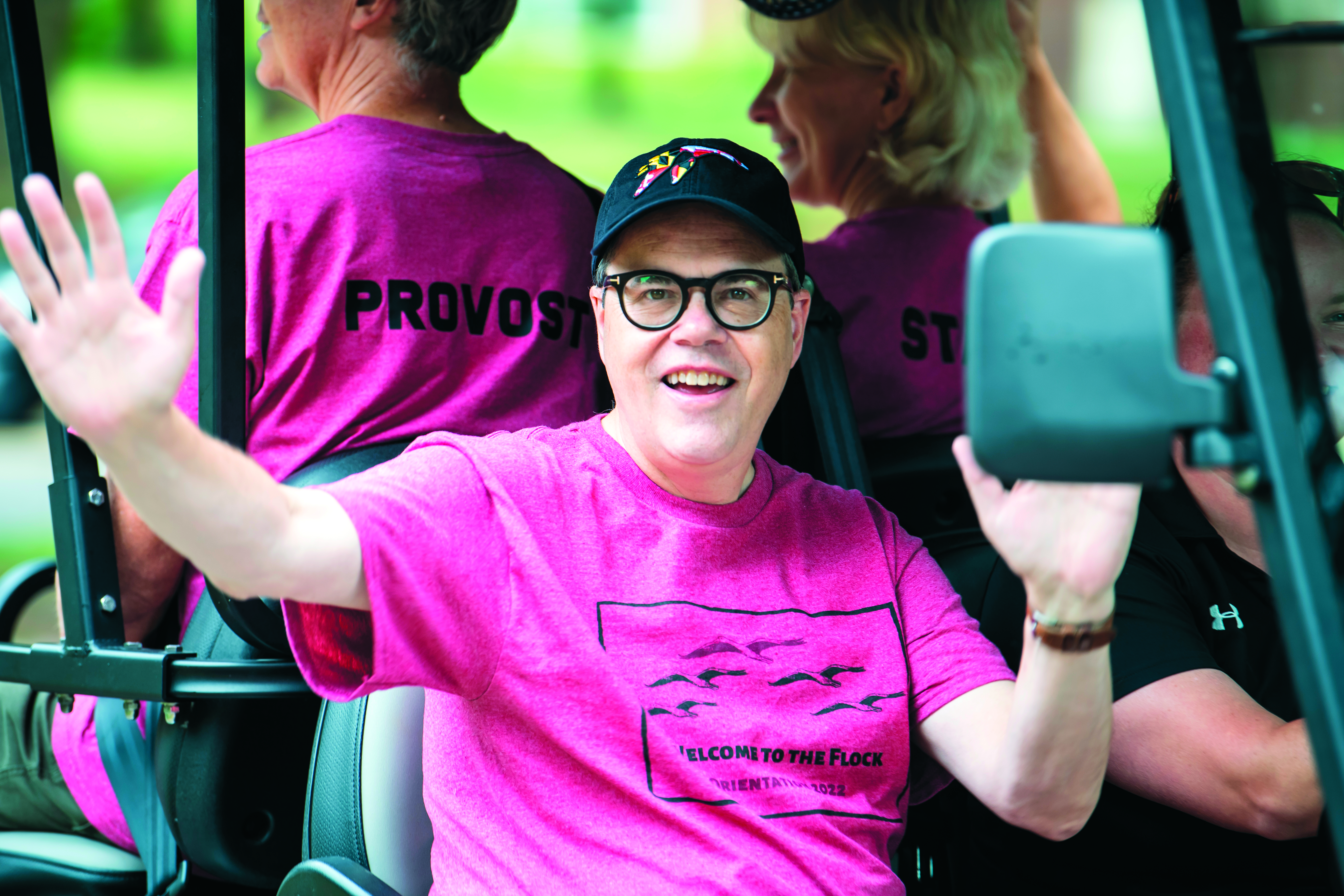 Mike Sosulski riding around on move-in day