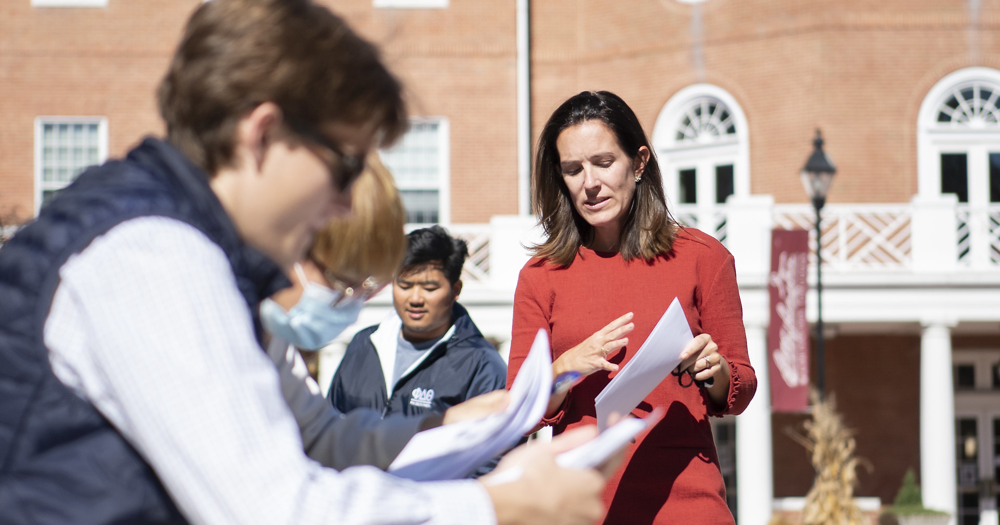 Professor Rankin teaches class outdoors