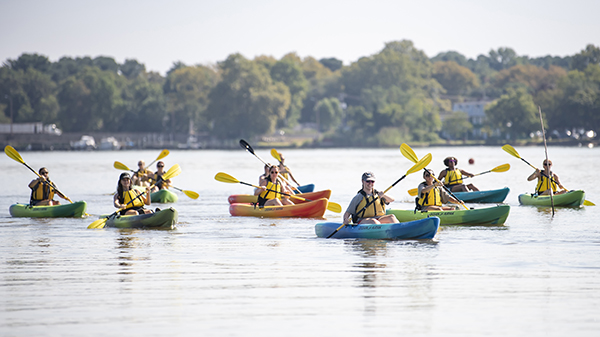 Students kayaking on the Chester River