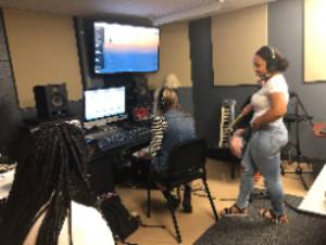 Students in recording studio