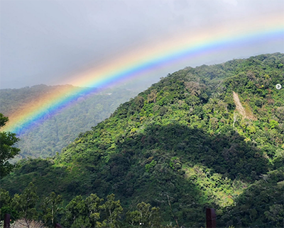 rainbow over mountain in Monteverde cloud forest, Costa Rica