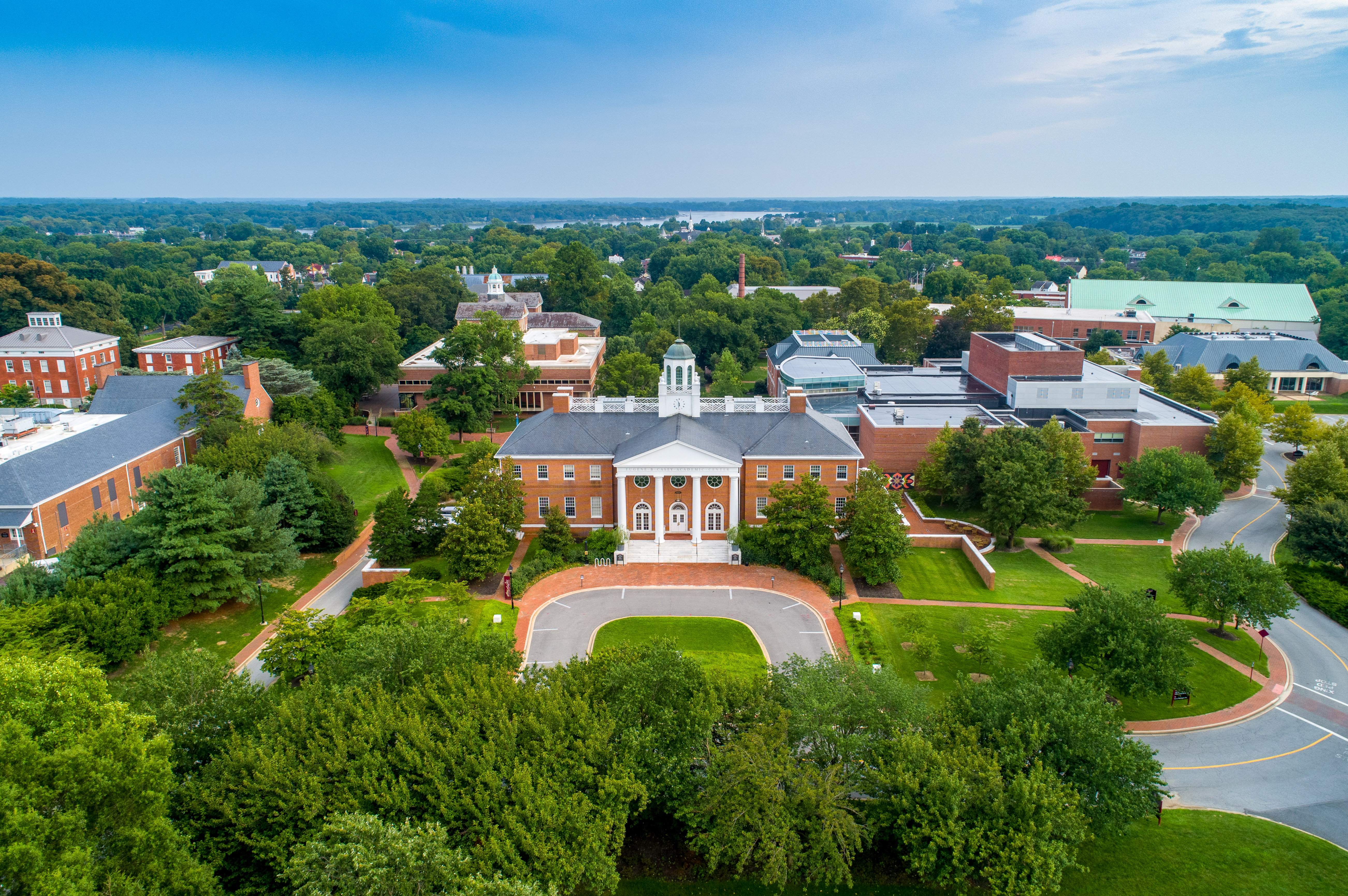 A view of the Casey Academic Center from above