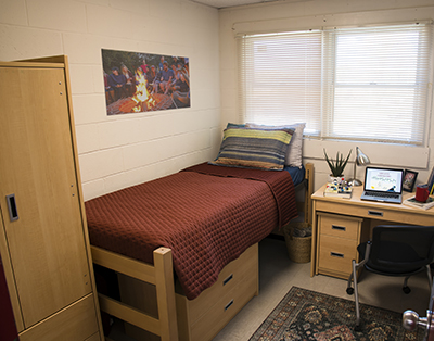 bedroom in a quad dorm