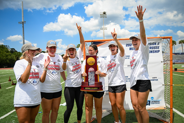 Kelly Gallagher and Spartan ladies NCAA DII Lacrosse Champions