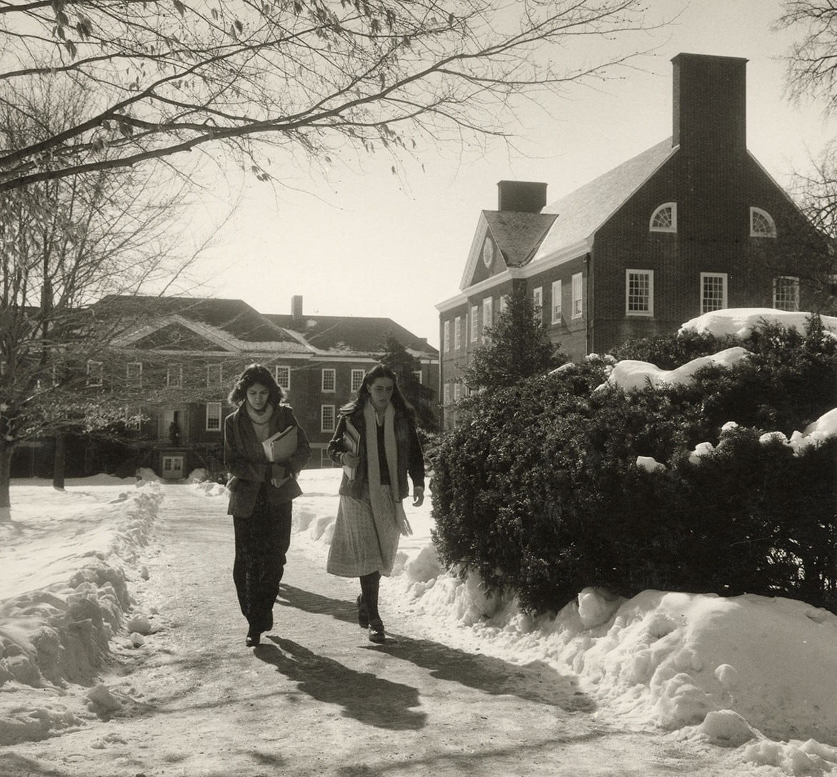 Students walking in snow