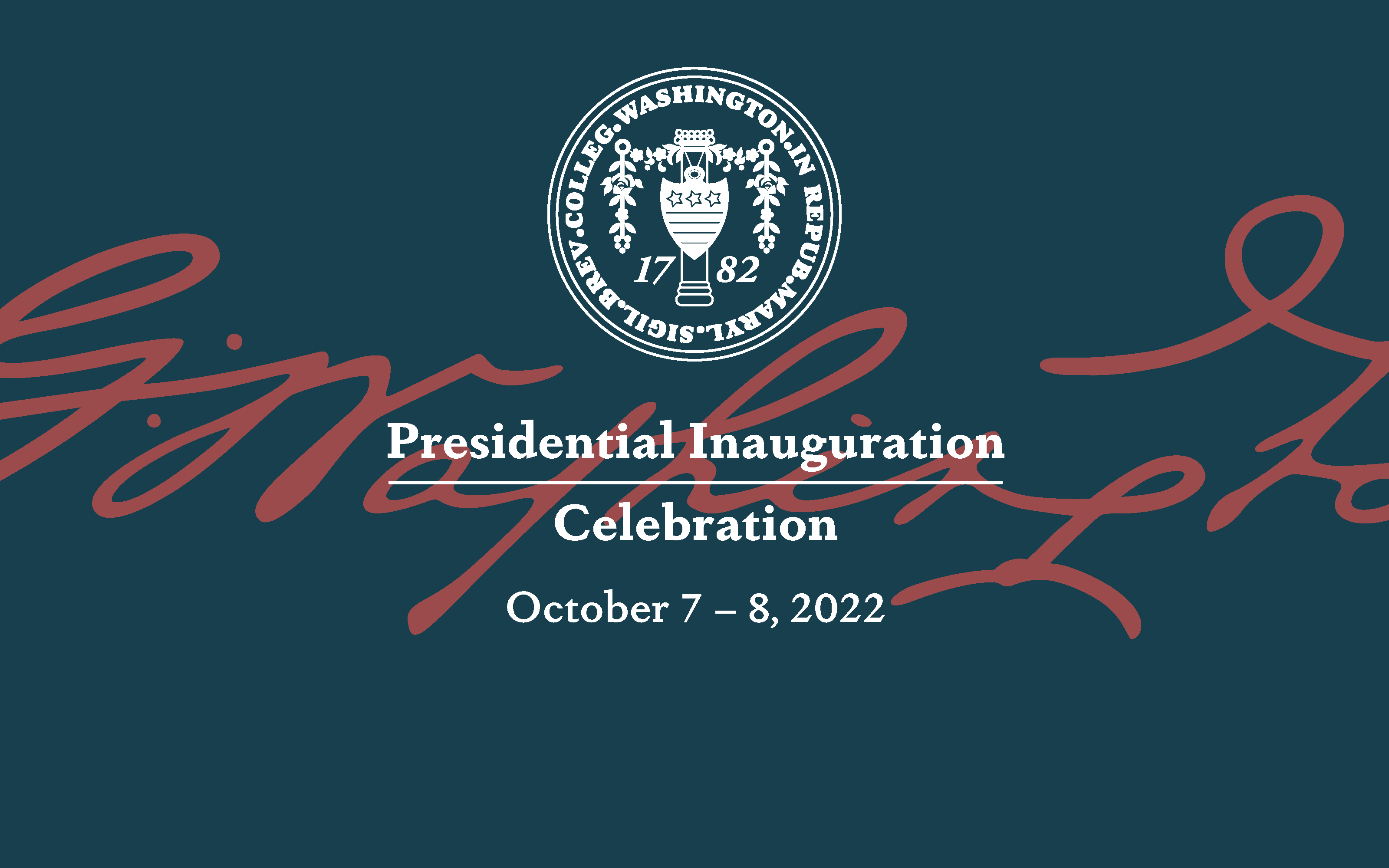 Inauguration announcement for Washington College's 31st President Dr. Michael J. Sosulski on October 8, 2022.